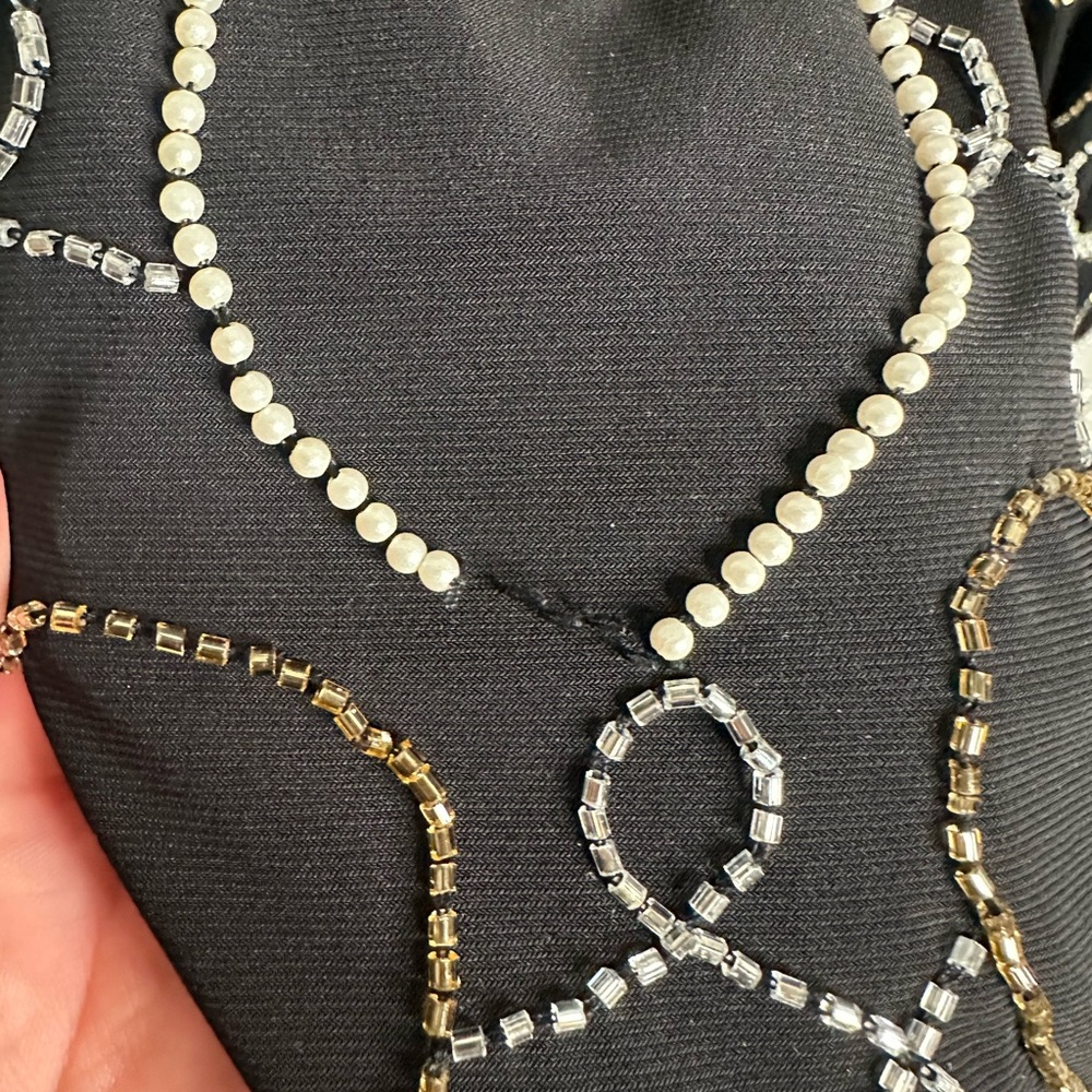 LoveShackFancy Norima Black Beaded Heart Crop Cardigan Jacket - Picture 9 of 16